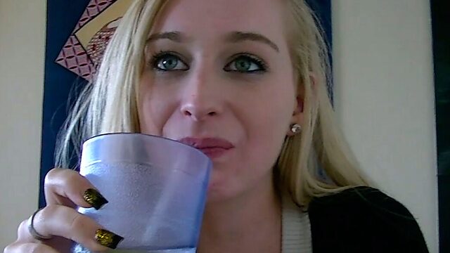 This horny blonde teen Stacy is pickuped in a restaurant