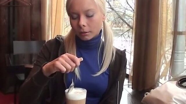 Cute Russian blondy in butt fucked in hardcore gangbang session