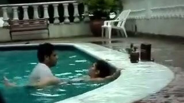 Shameless couple caught having sex in a public pool