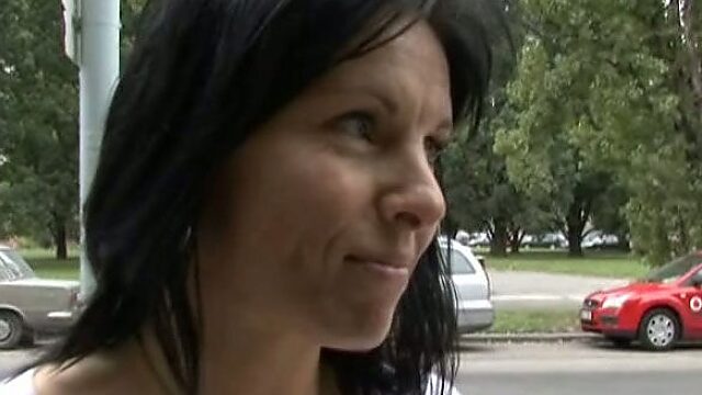 Czech milf follows the guys to the park and pleases them there