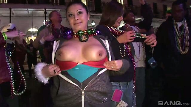 Shameless chicks are flashing their juicy tits in public