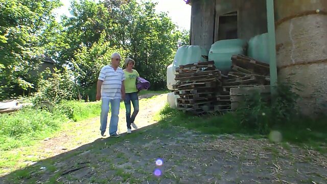 Old village whore Avdotya is having dirty sex in the hay