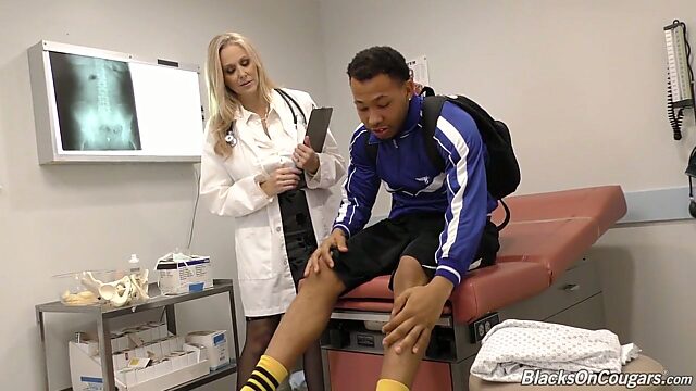 Jaw dropping doctor Julia Ann fucks one black young dude