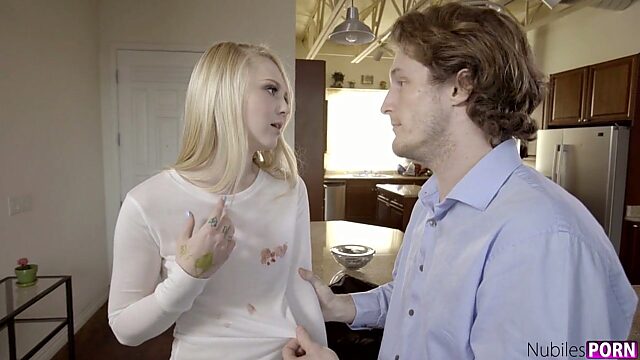 Sloppy step sister Lily Rader has a quickie with her step brother in the bathroom