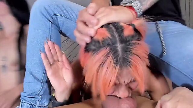 Amateur Babes Take On Intense Blowbang with Wild Finish