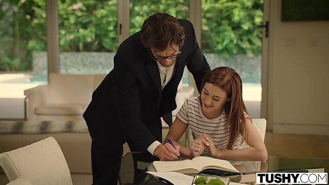 Alaina Dawson Skinny Redhead Gives Sloppy Blowjob Before Reverse Cowgirl Ride