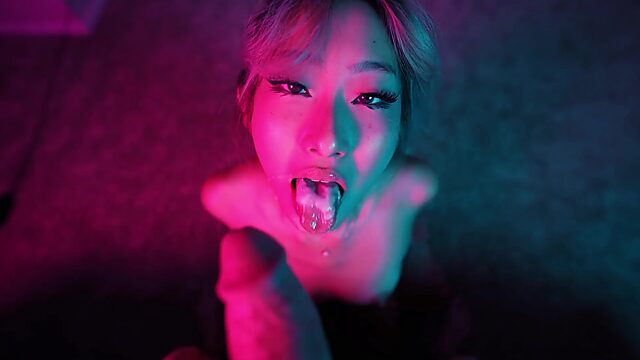 Asian slut eats my ass and blows my big dick till cum in her mouth