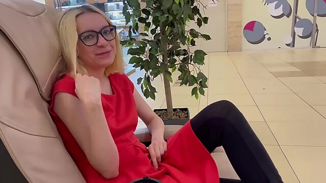 Blonde cutie gets her tight anal pounded at the public toilet