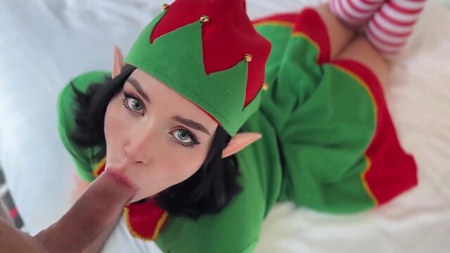 Naughty Christmas Elf Cosplay POV Sex With Deepthroat And Wet Pussy Creampie