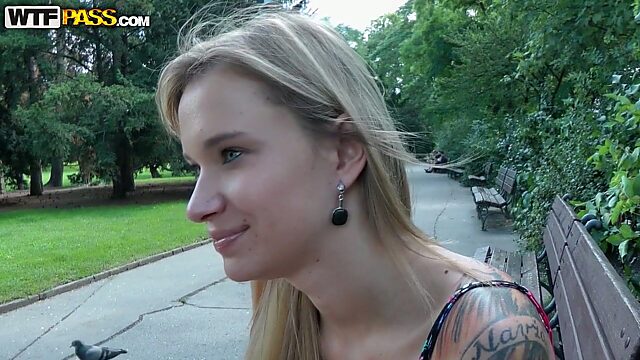 Pretty girl is chatting with a horny old guy in the park